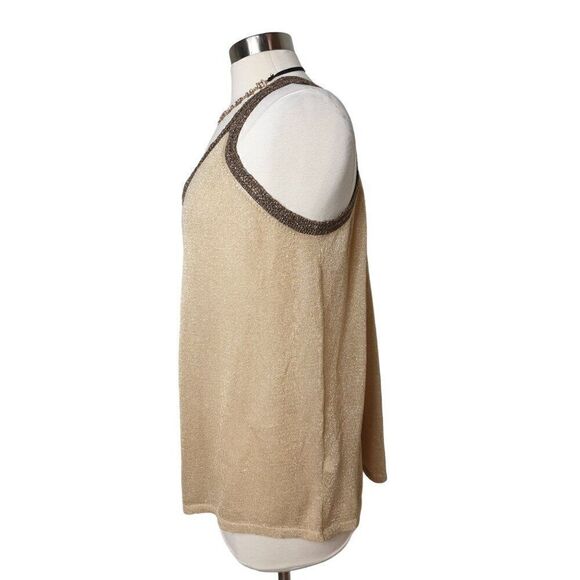 Women's Plus Sleeveless Tank Gold Metallic Dressy Shell Sleeveless Sz 22/24 - Picture 5 of 8